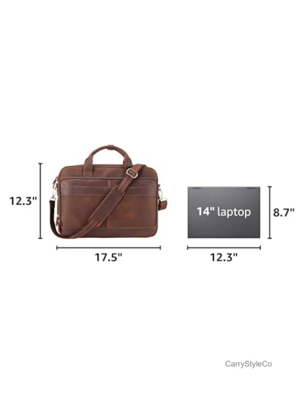 Full Grain Leather Briefcase for Men, Business Messenger Bag Laptop Bag Fits